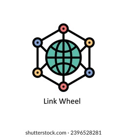 Link Wheel vector filled outline design  illustration. Business And Management Symbol on White background EPS 10 File