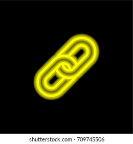 Link yellow glowing neon ui ux icon. Glowing sign logo vector