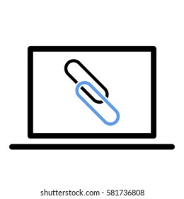 Link_Share icon - Flat design, glyph style icon - Colored enclosed in a computer
