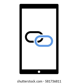 Link_Share icon - Flat design, glyph style icon - Colored enclosed in a phone