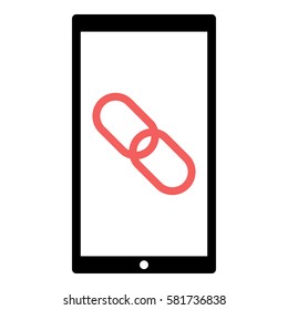 Link_Share icon - Flat design, glyph style icon - Colored enclosed in a phone