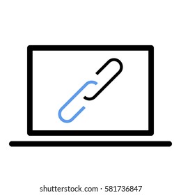 Link_Share icon - Flat design, glyph style icon - Colored enclosed in a computer