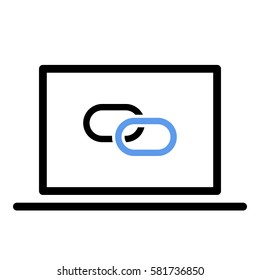 Link_Share icon - Flat design, glyph style icon - Colored enclosed in a computer