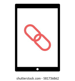 Link_Share icon - Flat design, glyph style icon - Colored enclosed in a tablet