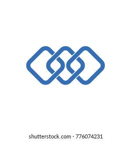 linked 3 squares object logo vector