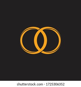 linked 3d rings symbol decoration vector