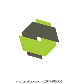 linked arrow hexagon logo vector