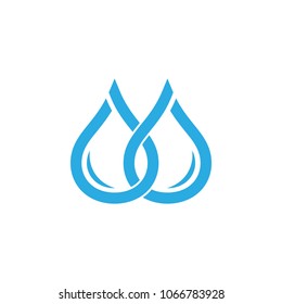 linked blue drop water logo decoration vector