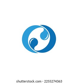 linked blue waves splash circle geometric logo vector 