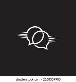 linked bubble talk fast design logo vector