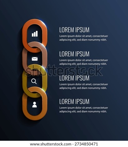 Linked Chain Concept Graphic With Icons And Text Blocks For Business Networking