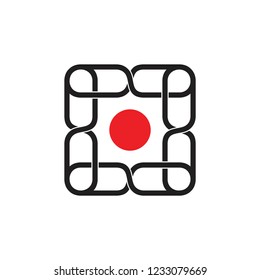 linked chain square logo vector
