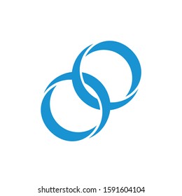 linked circle 3d ring flat symbol logo vector