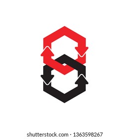 linked circle hexagonal arrows process symbol vector