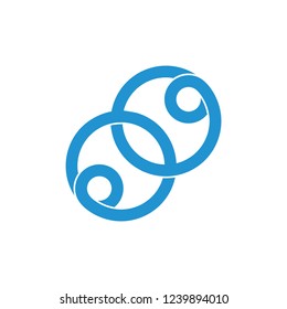 linked circle loop lines overlap logo vector