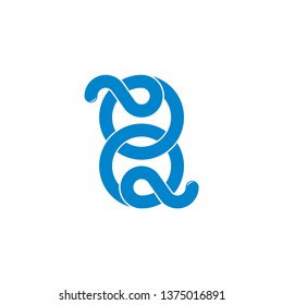 linked circle loop overlapping line logo vector