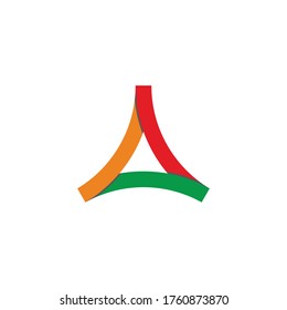 linked colorful geometric triangle ribbon symbol vector