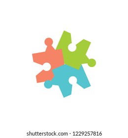 linked colorful puzzle circle logo