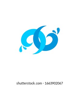 linked colorful waves splash symbol logo vector