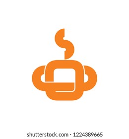 linked cup hot drink smoke symbol vector