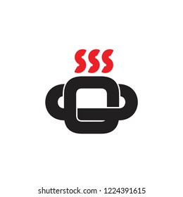 linked cup hot drink smoke symbol vector