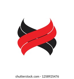 linked curves wings design logo vector