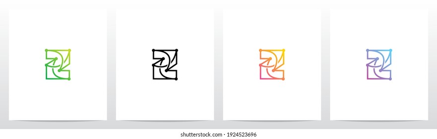 Linked Dot Lines On Letter Logo Design Z