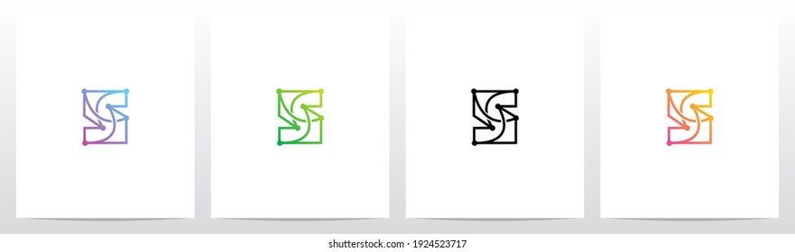 Linked Dot Lines On Letter Logo Design S