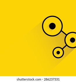linked dot on yellow background, flat and shadow theme