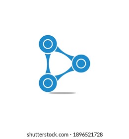 linked dots chain strong simple triangle geometric logo vector