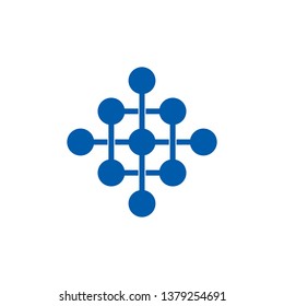 linked dots network overlapping logo vector