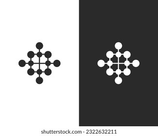 Linked-Dots-Netzwerk überlappend Logo-Vektorgrafik