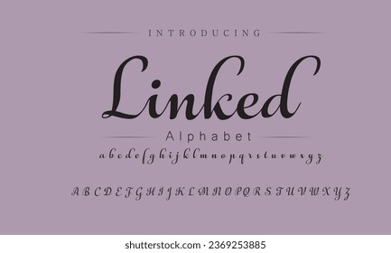 Linked Elegant Font Uppercase Lowercase and Number. Classic Lettering Minimal Fashion Designs. Typography modern serif fonts regular decorative vintage concept. vector illustration