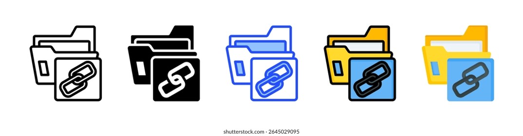 Coleção De Ícones De Pastas Vinculadas Com Vários Estilos