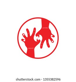 linked grunge violence scary hand symbol decoration vector