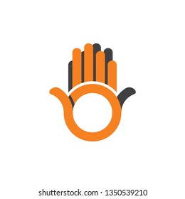 linked hand palm hi lines art symbol decoration vector