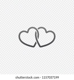 linked hearts icon. On grid background