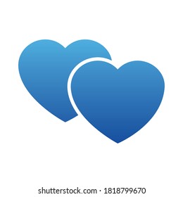linked hearts icon over white background, gradient style, vector illustration