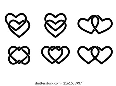 linked hearts icon set on white background svg