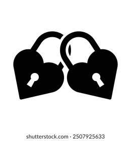 Linked Hearts, Lock Icon, Vector Graphics