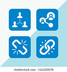 linked icon. 4 linked set with networking and link vector icons for web and mobile app