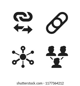 linked icon. 4 linked vector icons set. network, link and networking icons for web and design about linked theme
