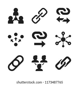 linked icon. 9 linked vector icons set. link, connection and networking icons for web and design about linked theme