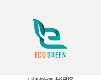 linked initial E and leaf green Font design vector Template . Logotype concept icon. usable logo concept