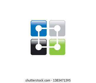 linked interlocked different color of squares in unity
