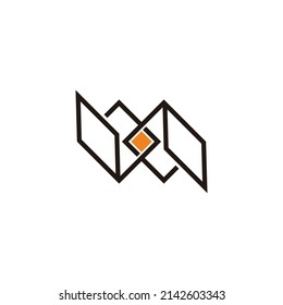linked laptop abstract symbol logo vector line design