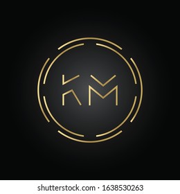 Linked Letter KM Logo Design vector Template. Creative Abstract KM Logo Vector Illustration