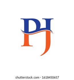 Linked Letter PJ Logo Design Vector Template. Orange And Blue PJ Letter Logo Vector Illustration