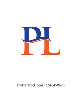 Linked Letter PL Logo Design Vector Template. Orange And Blue PL Letter Logo Vector Illustration