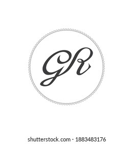 Linked letter rg logo design. Simple gr vector design with border.